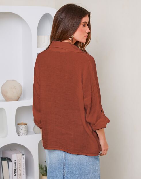 Chemise 100% Lin Rebecca rouille