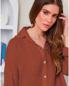 Chemise 100% Lin Rebecca rouille