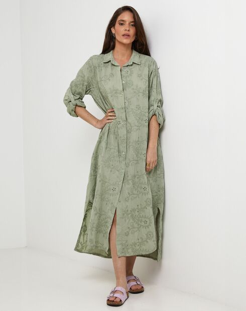 Robe 100% Lin Lola vert kaki