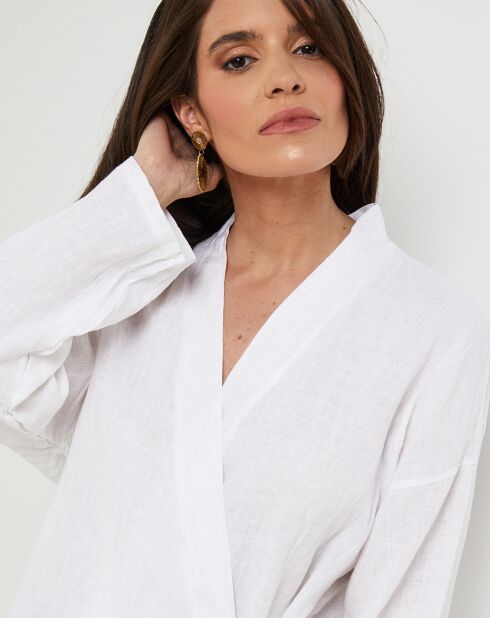 Kimono 100% Linnen Jade wit