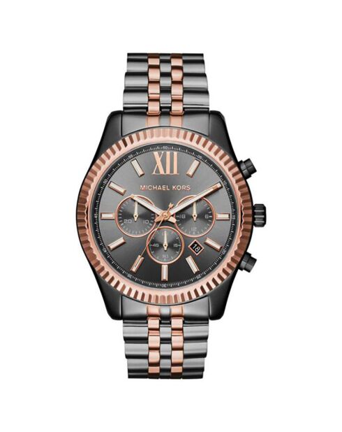 Montre Homme en Acier gris/doré rose