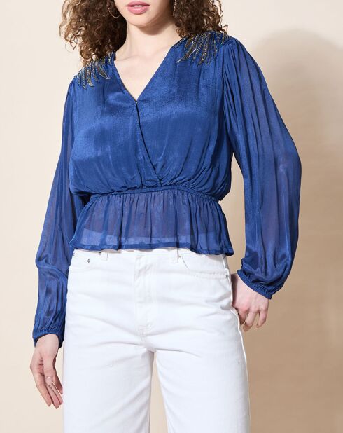 Blouse satinée Airbag  bleue