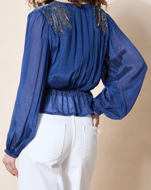 Blouse satinée Airbag  bleue