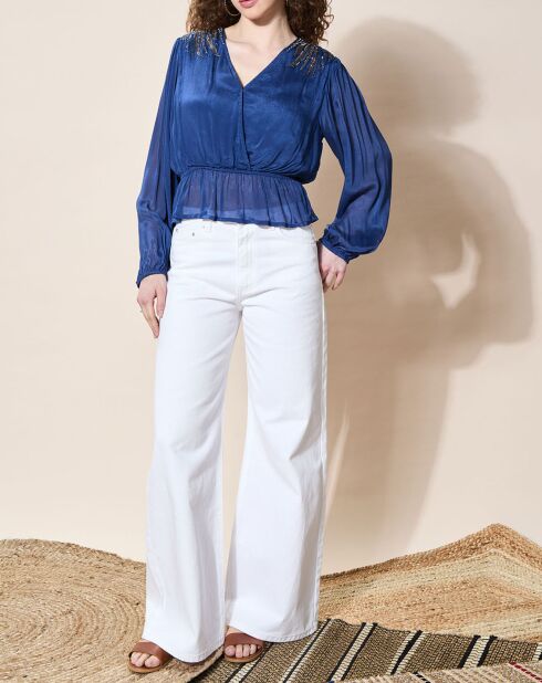 Blouse satinée Airbag  bleue