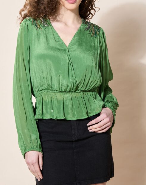 Blouse satinée Airbag  verte
