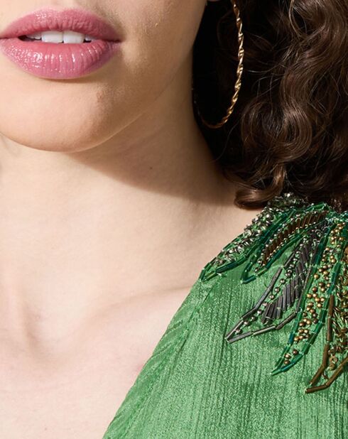Blouse satinée Airbag  verte