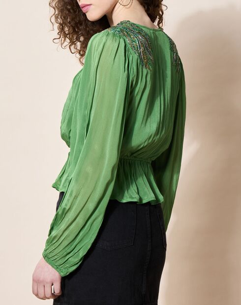 Blouse satinée Airbag  verte