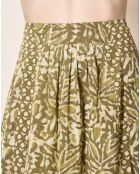 Jupe longue 100% Coton Bio Dakini imprimée kaki