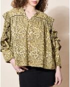 Blouse 100% Coton Bio Damud imprimée kaki