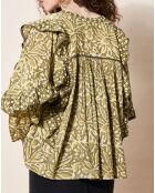 Blouse 100% Coton Bio Damud imprimée kaki
