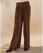 Pantalon ample en Velours côtelé fin Dandelion camel foncé