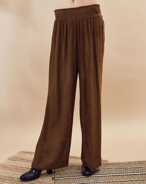 Pantalon ample en Velours côtelé fin Dandelion camel foncé