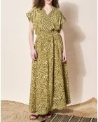 Robe longue 100% Coton Bio Dishka imprimée kaki