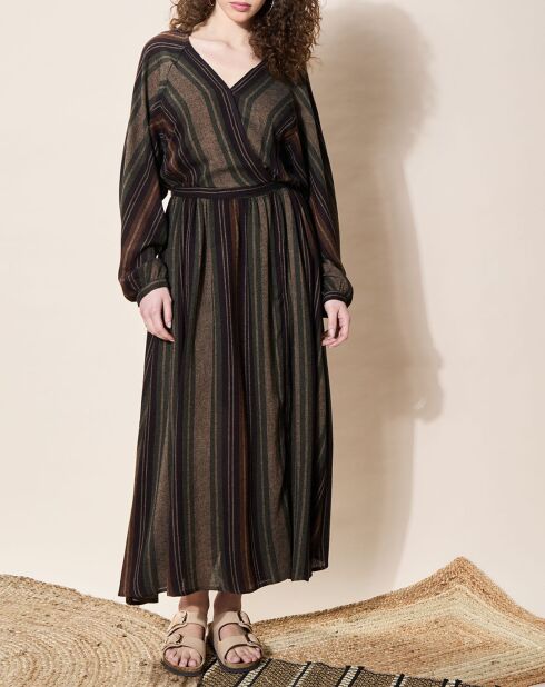 Robe en Laine mélangée Eglantine rayée Vert/Noir