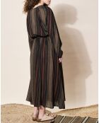 Robe en Laine mélangée Eglantine rayée Vert/Noir