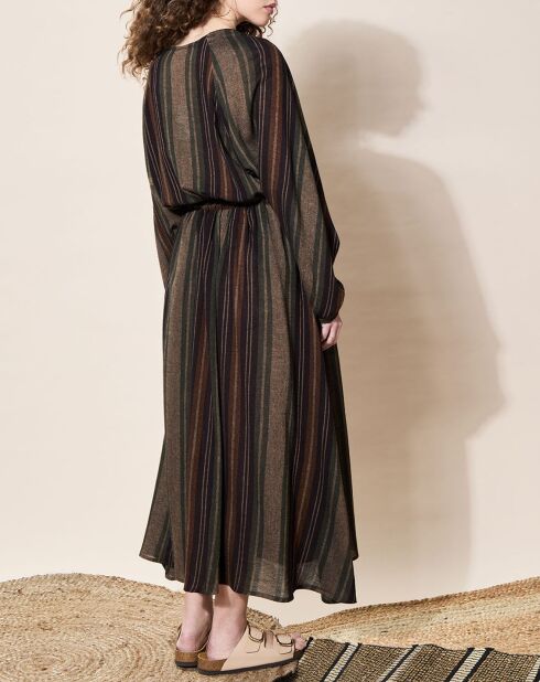 Robe en Laine mélangée Eglantine rayée Vert/Noir