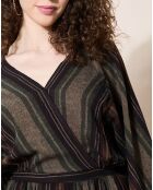 Robe en Laine mélangée Eglantine rayée Vert/Noir