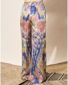 Pantalon fluide Samira imprimé bleu