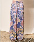 Pantalon fluide Samira imprimé bleu