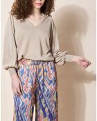Pantalon fluide Samira imprimé bleu