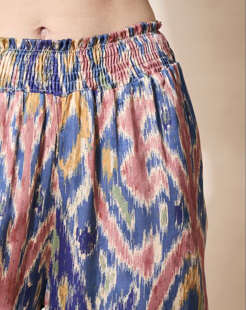 Pantalon fluide Samira imprimé bleu