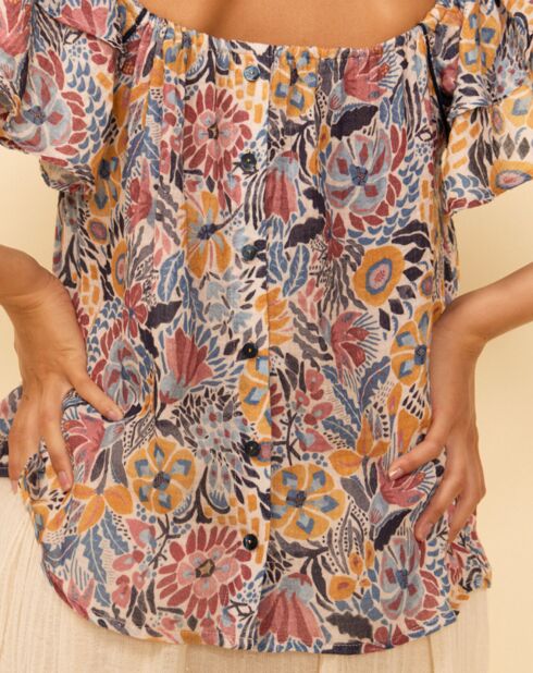 Top Vic imprimé bleu