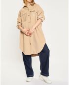 Veste surchemise en Velours milleraies Manitoba Cord beige foncé