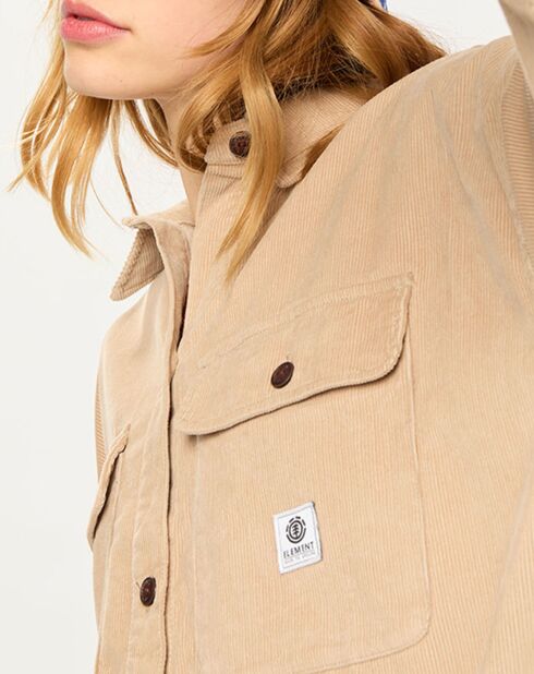 Veste surchemise en Velours milleraies Manitoba Cord beige foncé