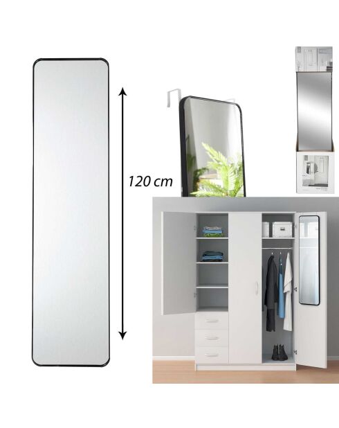 Miroir de Porte noir - 30x1.5x120 cm