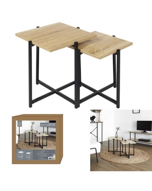 2 Tables Gigogne Loka marron/noir