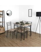 Table et 4 Chaises Loka marron/noir