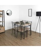 Table et 4 Chaises Loka marron/noir