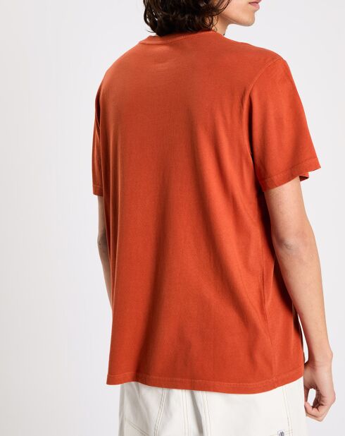 Orangefarbenes Basic-T-Shirt mit Tasche aus 100% Bio-Baumwolle