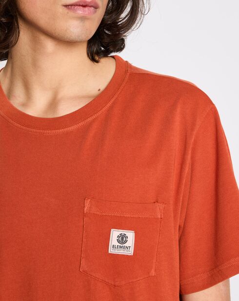 Orangefarbenes Basic-T-Shirt mit Tasche aus 100% Bio-Baumwolle