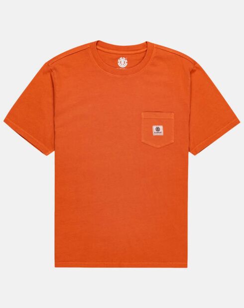 Orangefarbenes Basic-T-Shirt mit Tasche aus 100% Bio-Baumwolle