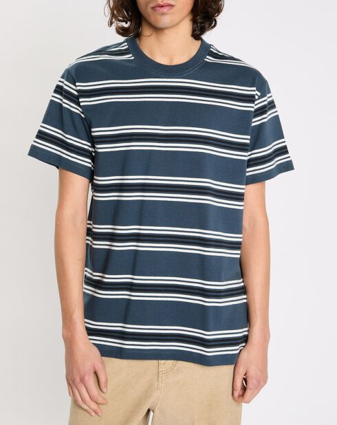 T-Shirt 100% Coton Bio ample Rentfill à rayures bleu foncé
