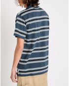 T-Shirt 100% Coton Bio ample Rentfill à rayures bleu foncé