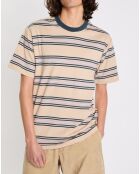 T-Shirt 100% Coton Bio ample Rentfill à rayures beige