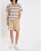 T-Shirt 100% Coton Bio ample Rentfill à rayures beige