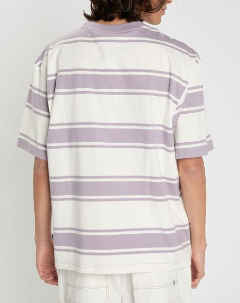T-Shirt 100% Coton Bio Shafter à rayures violet/blanc