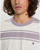 T-Shirt 100% Coton Bio Shafter à rayures violet/blanc