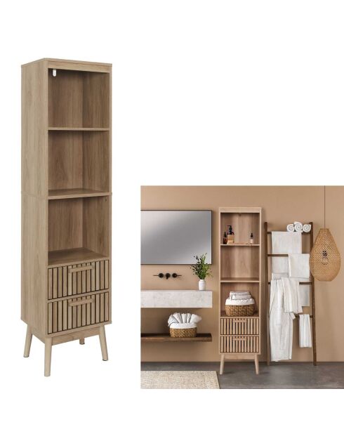 Säule 2 Schubladen Klaus braun - 40x30x160 cm