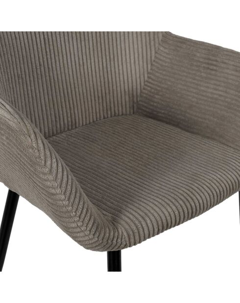 2 Fauteuils Côtelés Scott taupe/noir