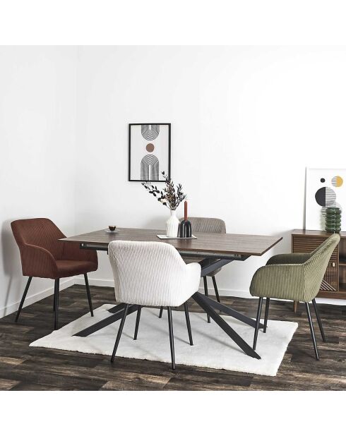 2 Fauteuils Côtelés Scott taupe/noir