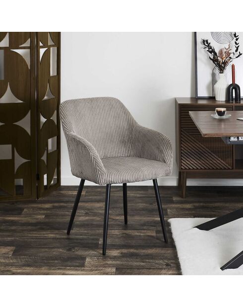 2 Fauteuils Côtelés Scott taupe/noir