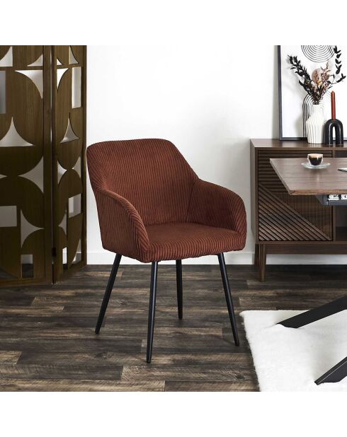 2 Fauteuils Côtelés Scott terracotta/noir