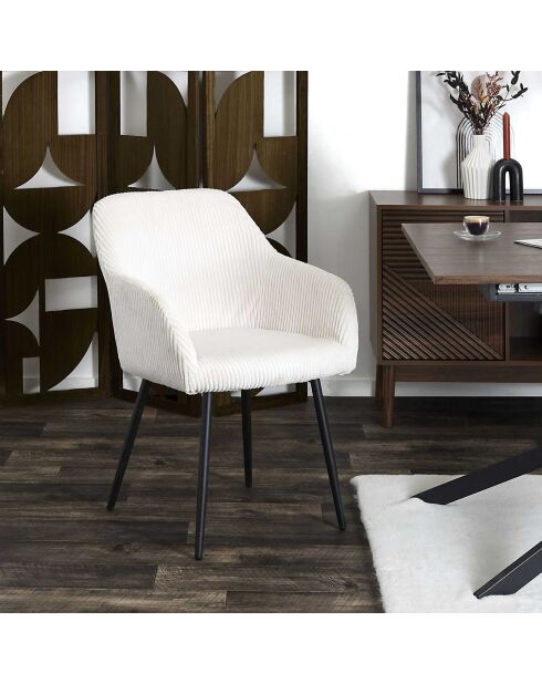 2 Fauteuils Côtelés Scott beige/noir