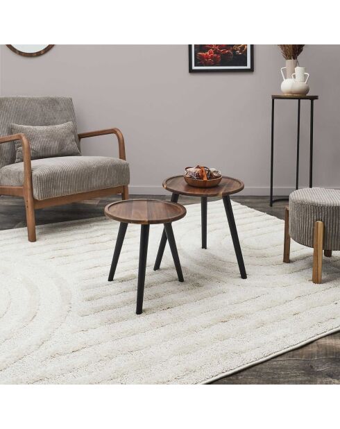 2 Tables Gigogne Rond Acacia noir/marron