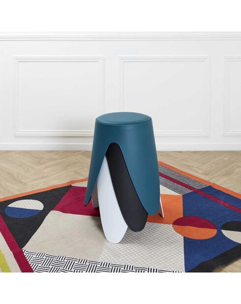Tabouret Eve bleu canard - 30x30x46 cm