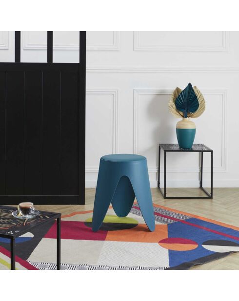 Tabouret Eve bleu canard - 30x30x46 cm